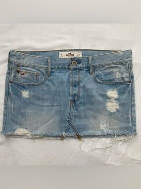 Hollister Light Blue Denim Skirt with Contrast Stitching